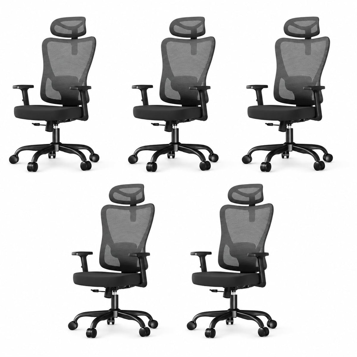 Marsail Desk Chair, 130° Lockable Swivel, Resists 150 kg
