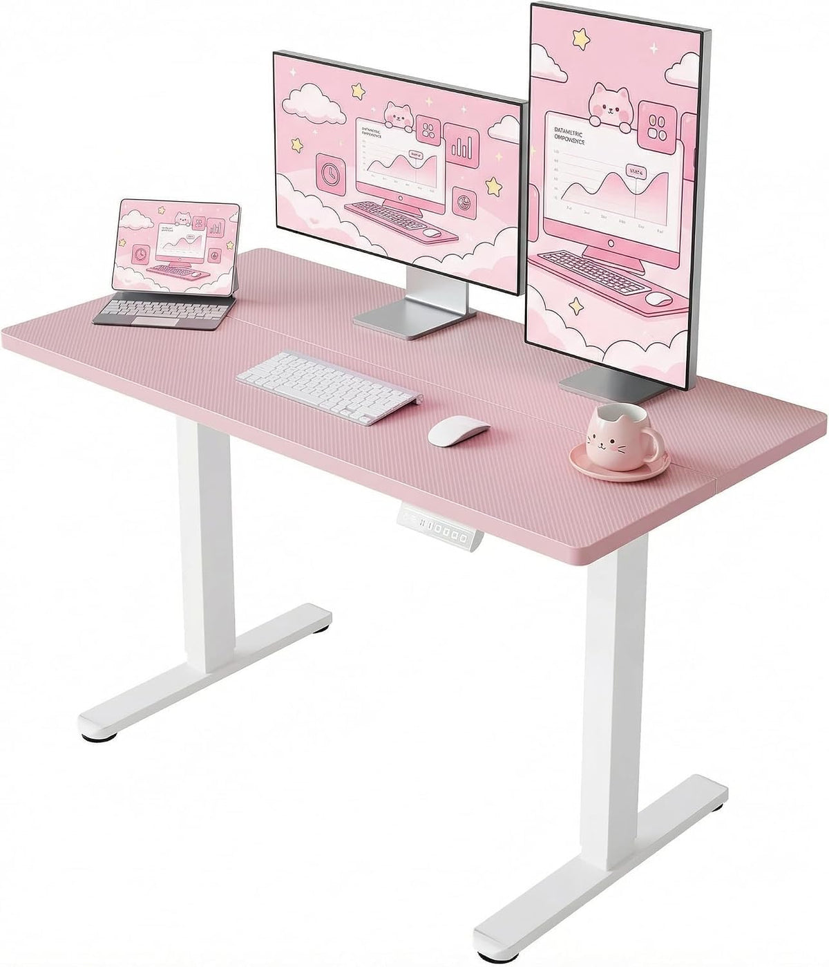 HUANUO 55x28 Inch Electric Standing Desk, Height Adjustable, White