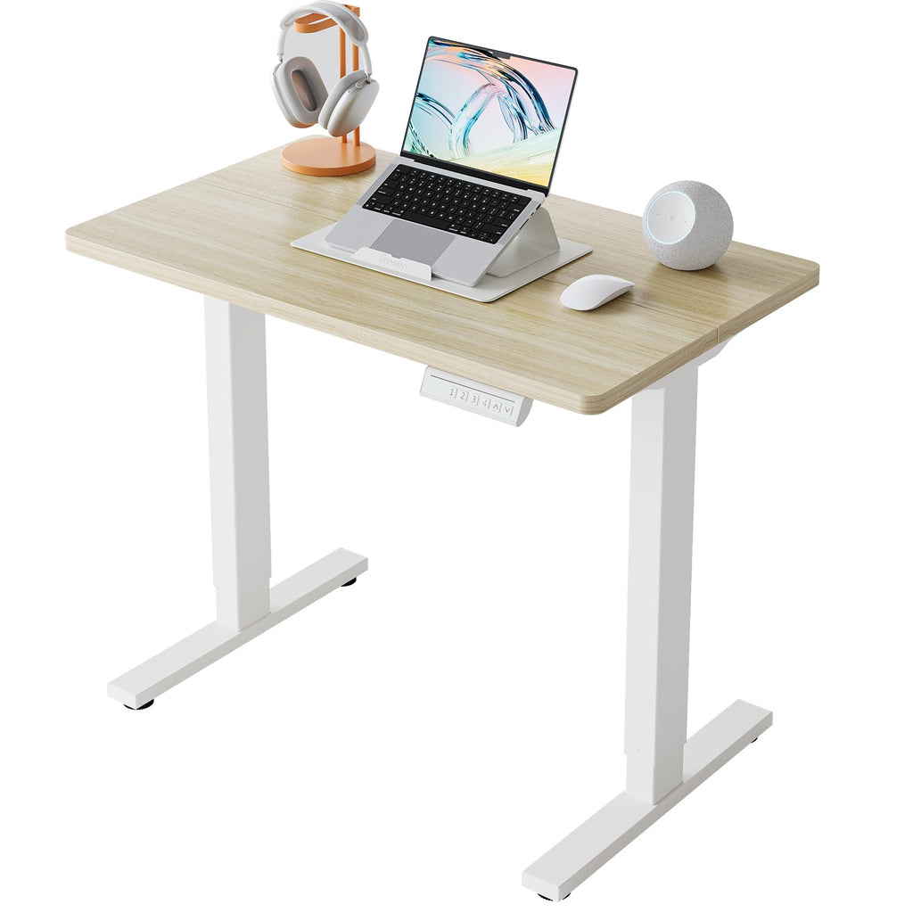 HUANUO 32" Small Electric Standing Desk Adjustable Height, 4 Memory Height Settings, Sit Stand Up Desk for Home Office & Computer Workstation, Black
