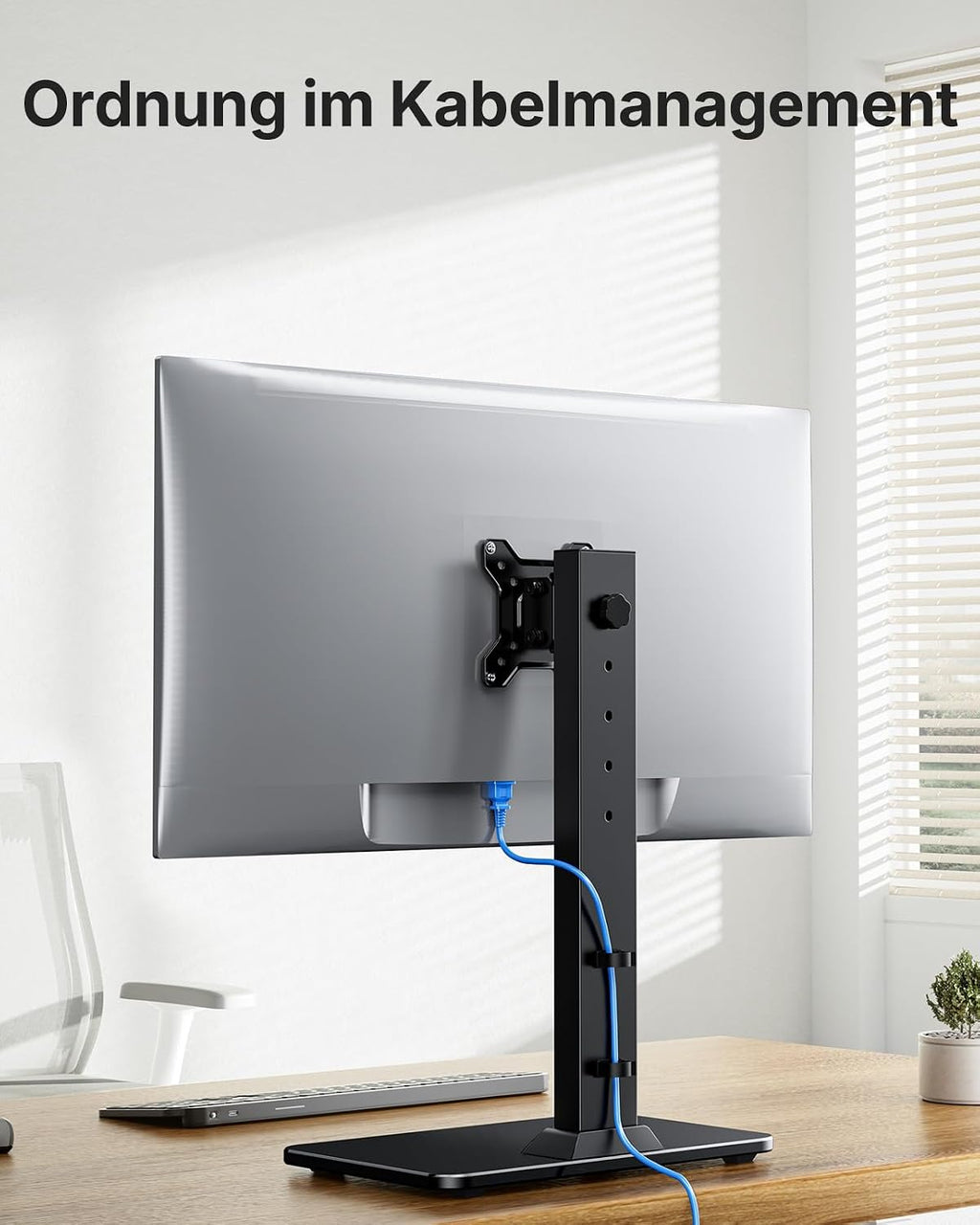 HUANUO Monitor Ständer, Freistehende Monitorständer Höhenverstellbar 13 bis 34 Zoll, bis zu 20kg Kapazität, 5 Höhenoptionen, Drehbarer Bildschirm Ständer 360° Schwenkung, VESA 75x75mm/100x100mm Gaming