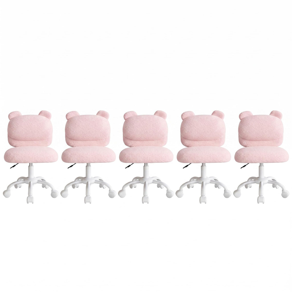 Marsail Teddy Fabric Dressing Chair, Armless Office Chair, Pink