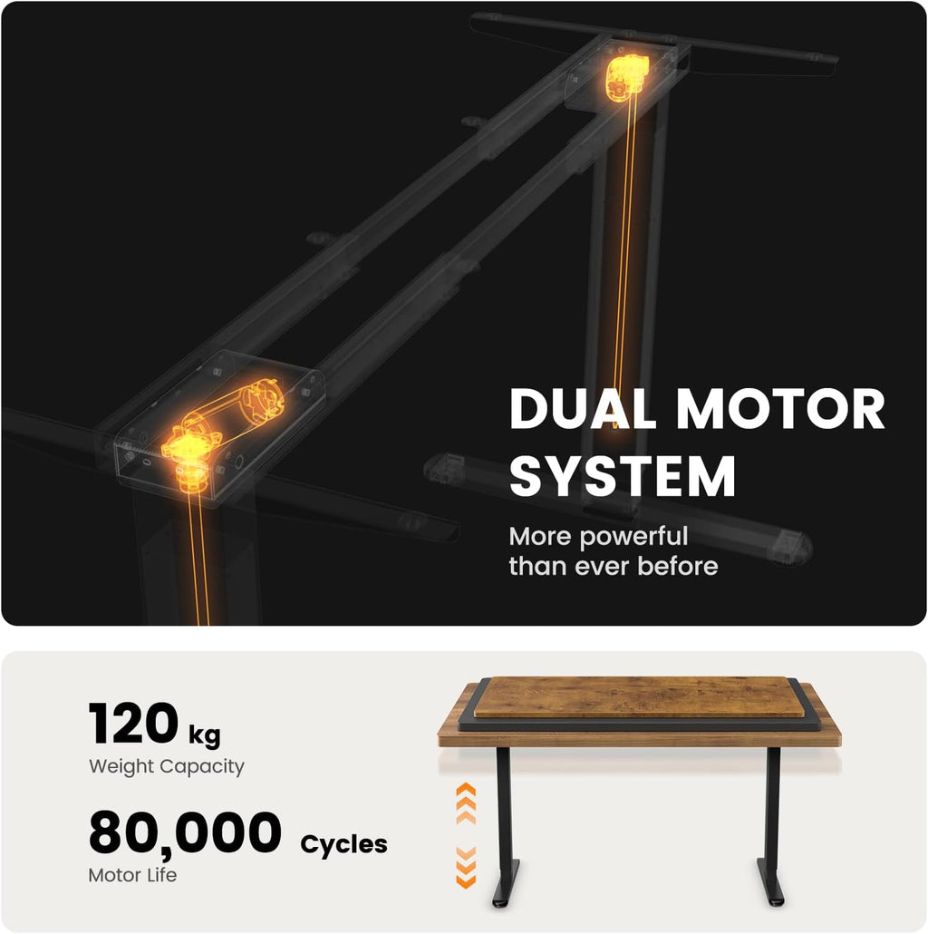 ErGear Standing Desk Frame, Dual Motor, 120kg, 4 Memory