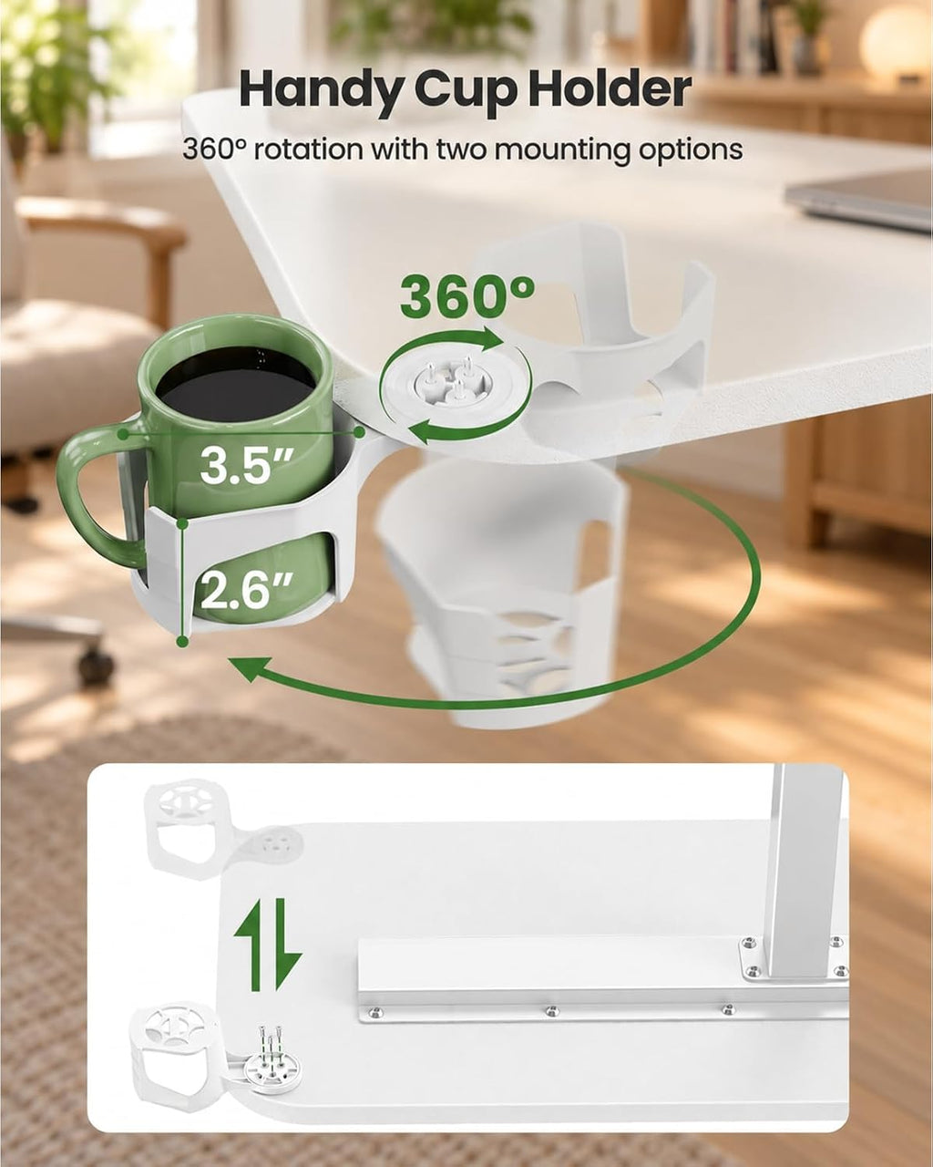 Marsail Overbed Table,Mobile Standing Desk with pneumatic height adjustment