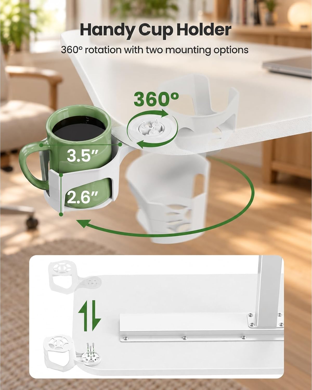 Marsail Overbed Table,Mobile Standing Desk with pneumatic height adjustment