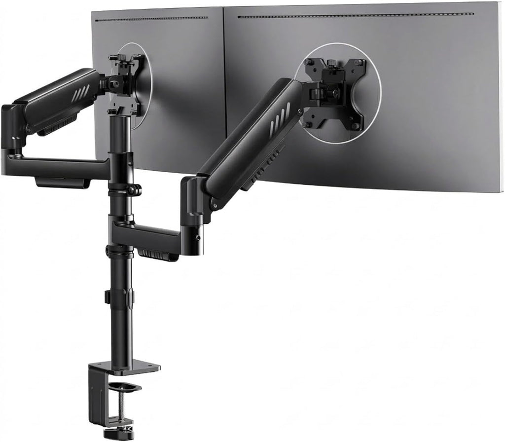 ErGear Monitor Halterung 2 Monitore für 13″-32″, vertikale Dual Monitor Arm Bildschirm 9kg, erhöht Stabilität mit integriert C-Klemme, verbessert Kabelmanagement, VESA 75x75/100x100mm, schwarz