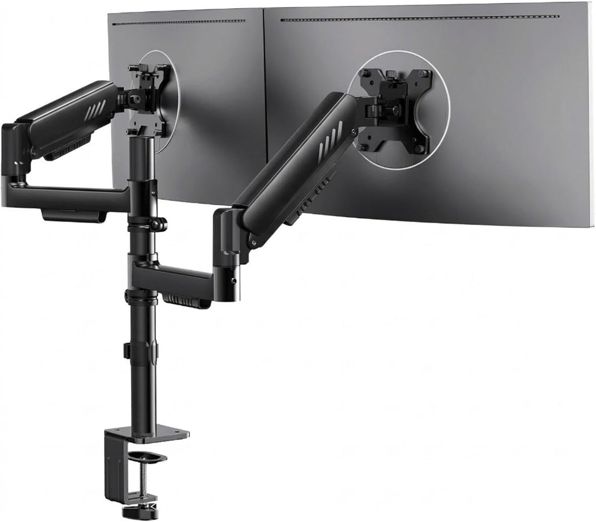 ErGear Monitor Halterung 2 Monitore für 13″-32″, vertikale Dual Monitor Arm Bildschirm 9kg, erhöht Stabilität mit integriert C-Klemme, verbessert Kabelmanagement, VESA 75x75/100x100mm, schwarz
