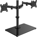 HUANUO Free Standing Dual Monitor Stand for 13-32 Inch Monitors, Glass Base