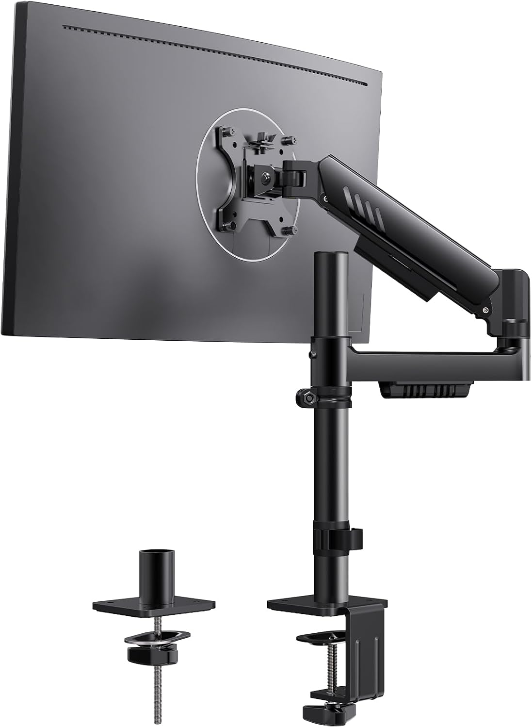 ErGear Single Monitor Arm, Adjustable Desk Gaming Monitor Mount for 13-34″ Screens, Up to 19.8 lbs, Enhanced Stability with Integrated C-Clamp, Upgraded Cable Management, VESA 75x75/100x100mm, Black