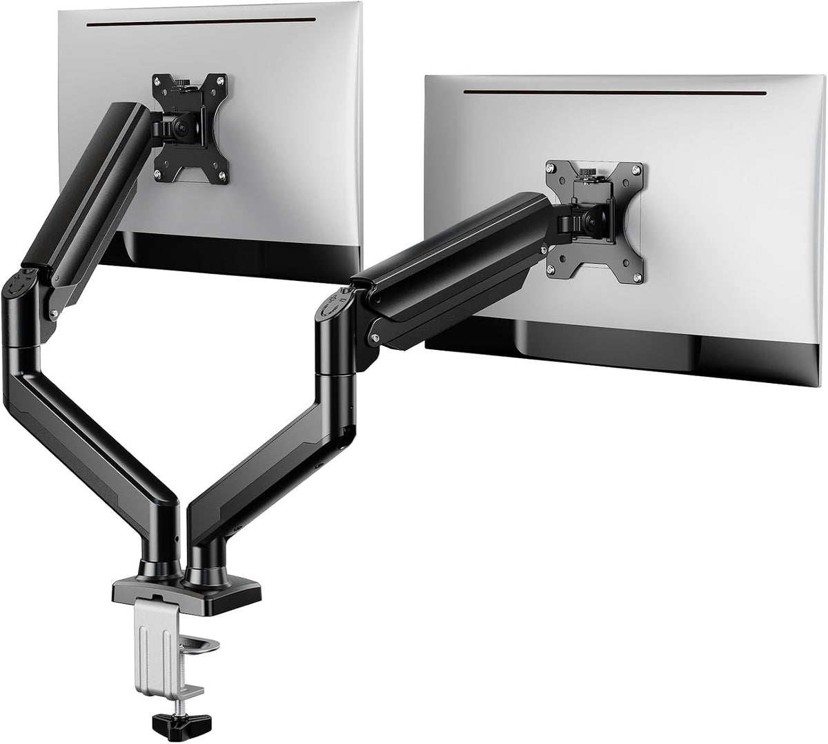 ErGear Dual Monitor Mount, Two Arms for 17"-32" Screens, Max 22 lbs Each, VESA 75/100mm, Adjustable Height, 180° Swivel, Tilt, 360° Rotation, Sturdy Steel for Office Use