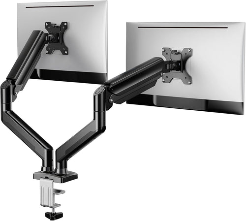 ErGear Dual Monitor Mount, Two Arms for 17"-32" Screens, Max 22 lbs Each, VESA 75/100mm, Adjustable Height, 180° Swivel, Tilt, 360° Rotation, Sturdy Steel for Office Use