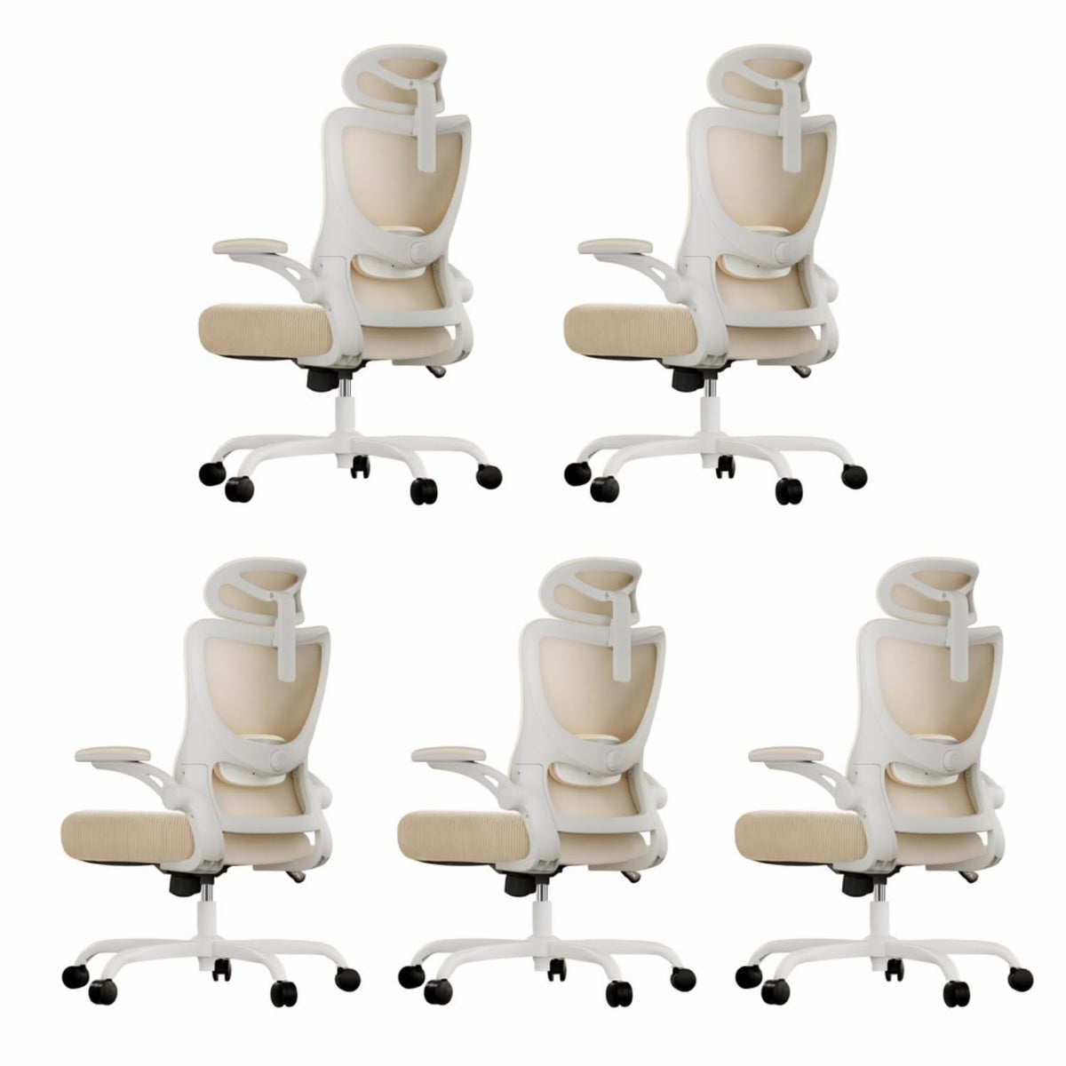 Marsail Ergonomic Office Chair: Office Desk Chair with High Back Mesh and Adjustable Lumbar Support Rolling Work Swivel Task Chairs with Wheel 3D Armrests and Headrest