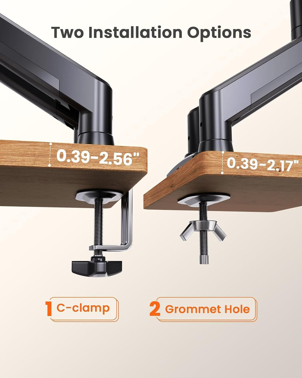 ErGear Dual Monitor Mount, Two Arms for 17"-32" Screens, Max 22 lbs Each, VESA 75/100mm, Adjustable Height, 180° Swivel, Tilt, 360° Rotation, Sturdy Steel for Office Use