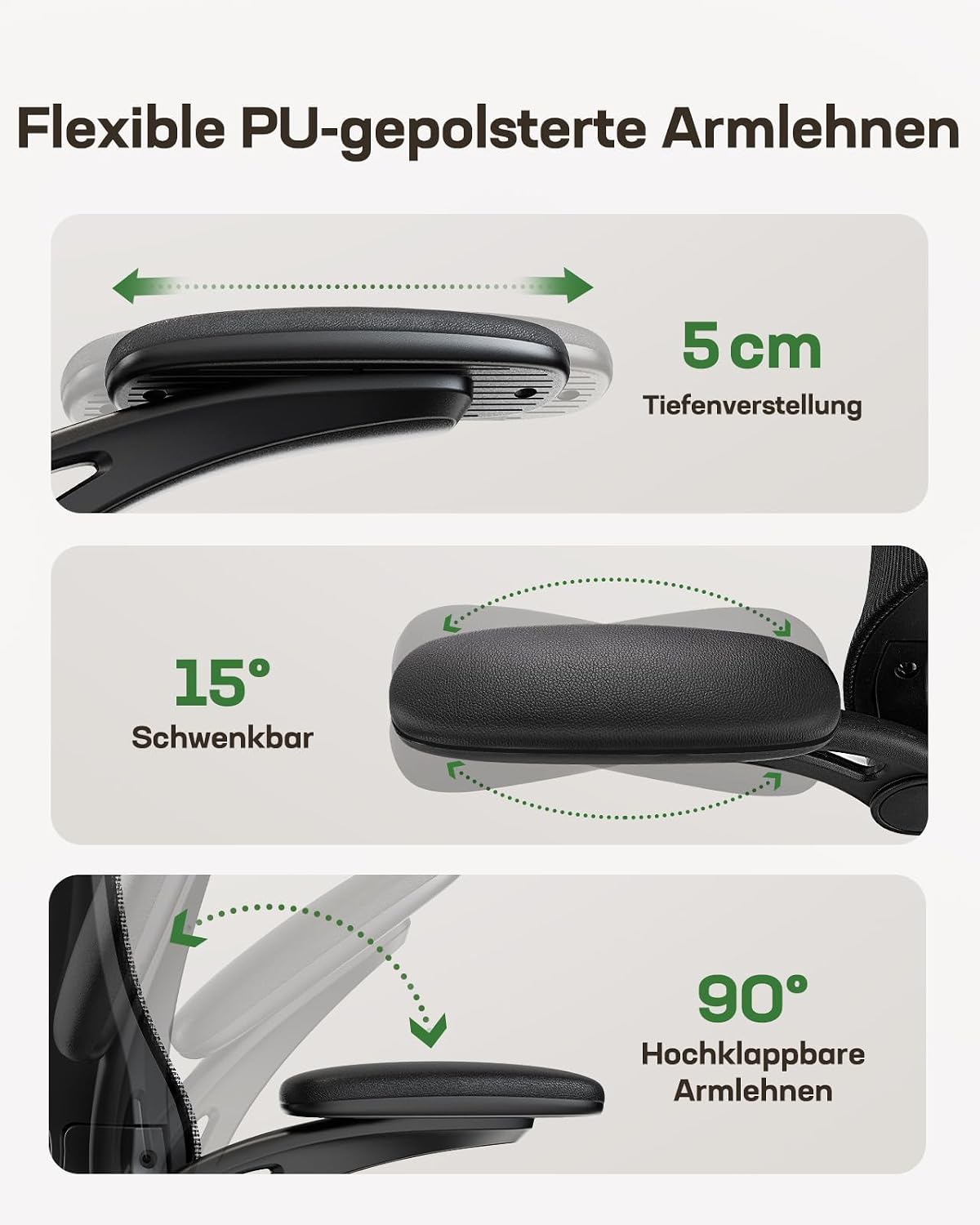 Marsail Bürostuhl ergonomisch, Schreibtischstuhl mit 3D Armlehnen