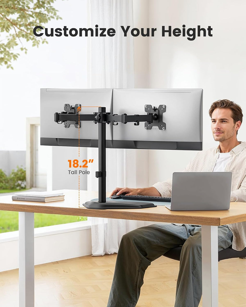 ErGear Freestanding Dual Monitor Stand for 13-32 inch Screens