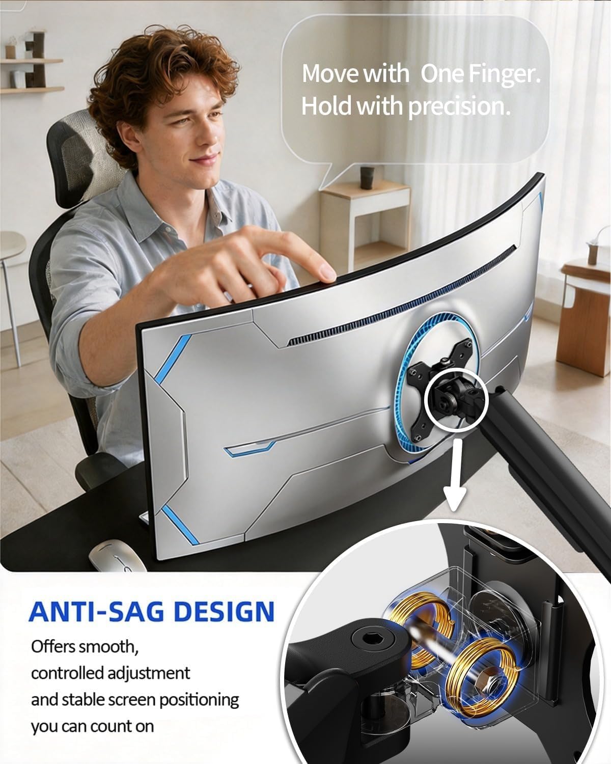 ErGear Heavy Duty Monitor Arm for 13″-49″ Ultrawide Screens, 17kg Capacity, Full Motion Monitor Stand Desk Mount, Rock-Solid Support, Dual C-Clamp & Grommet Mount, VESA 75x75/100x100mm