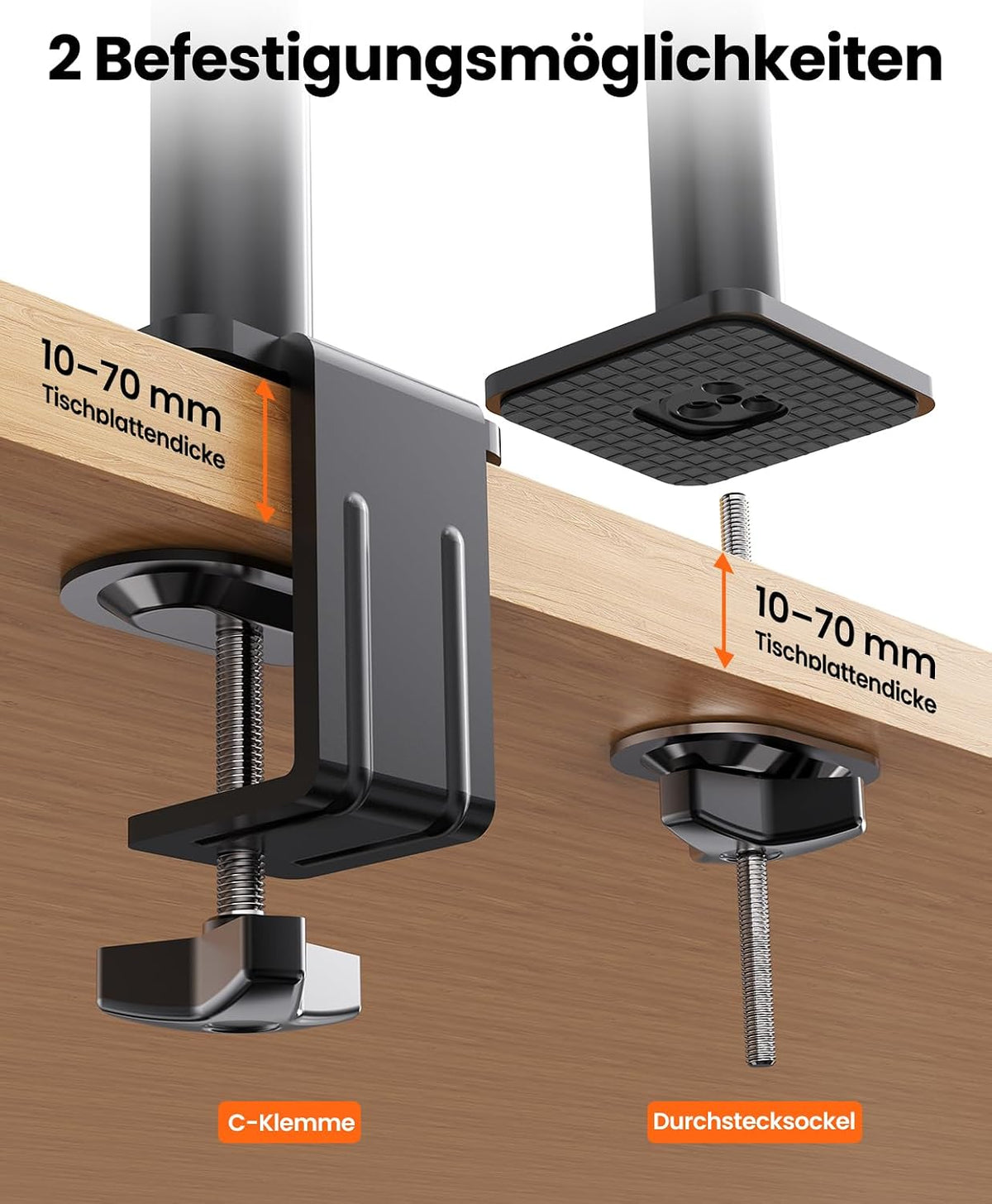 ErGear Monitor Halterung 2 Monitore für 13″-32″, vertikale Dual Monitor Arm Bildschirm 9kg, erhöht Stabilität mit integriert C-Klemme, verbessert Kabelmanagement, VESA 75x75/100x100mm, schwarz