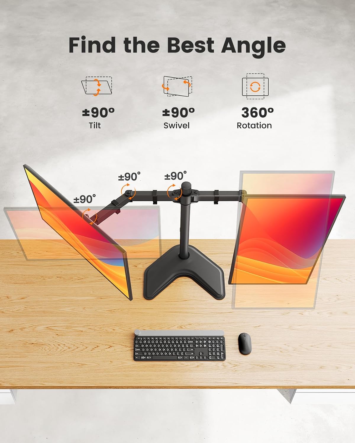 ErGear Freestanding Dual Monitor Stand for 13-32 inch Screens