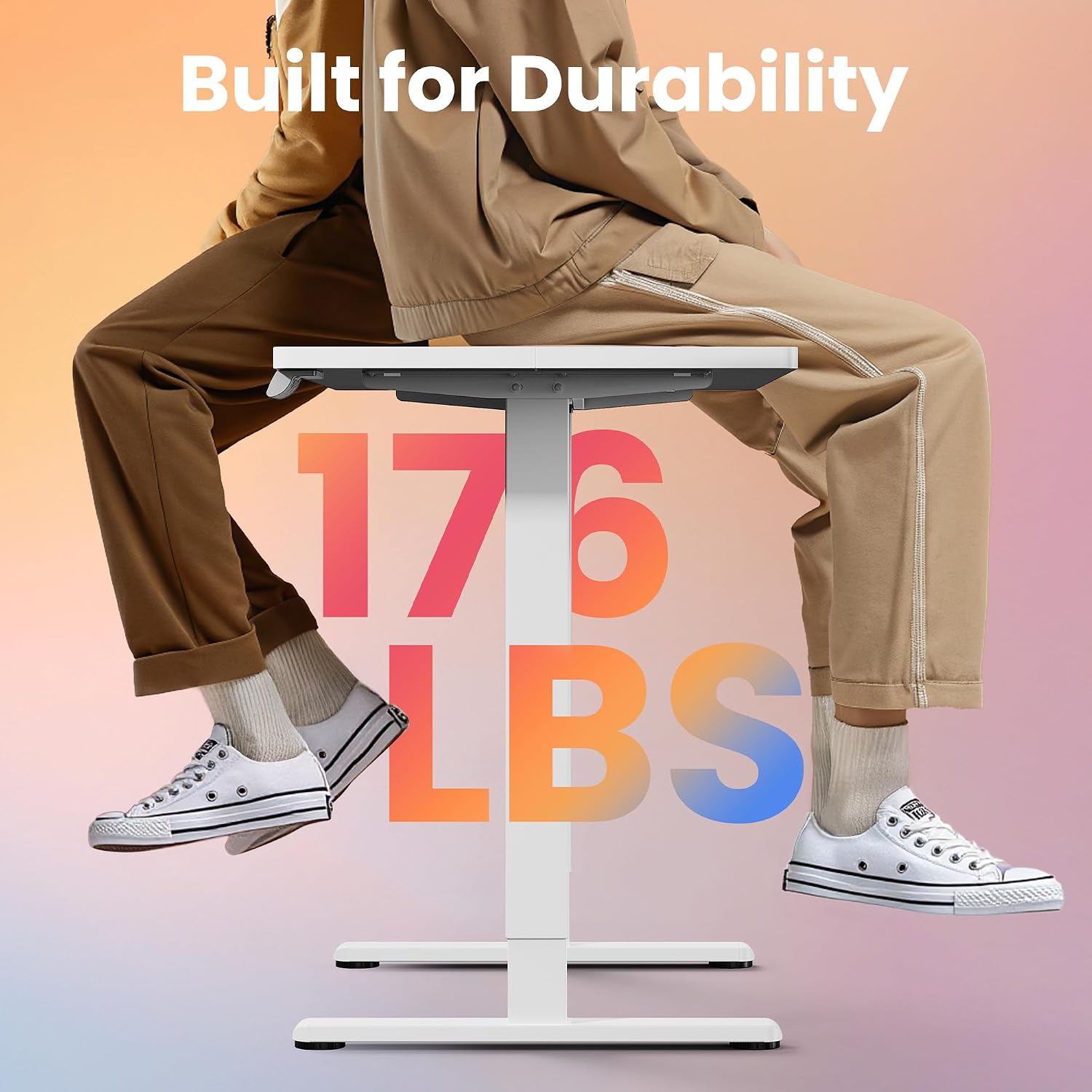 HUANUO 71 x 30 inch Electric Standing Desk Adjustable Height, 4 Memory Height Settings, Sit Stand Up Desk for Home Office & Computer Workstation, White