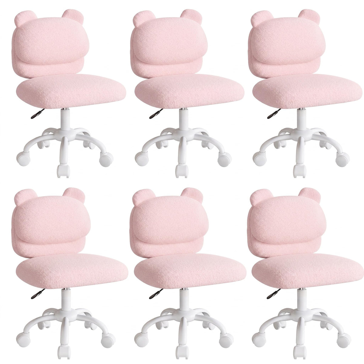 Marsail Teddy Fabric Dressing Chair, Armless Office Chair, Pink