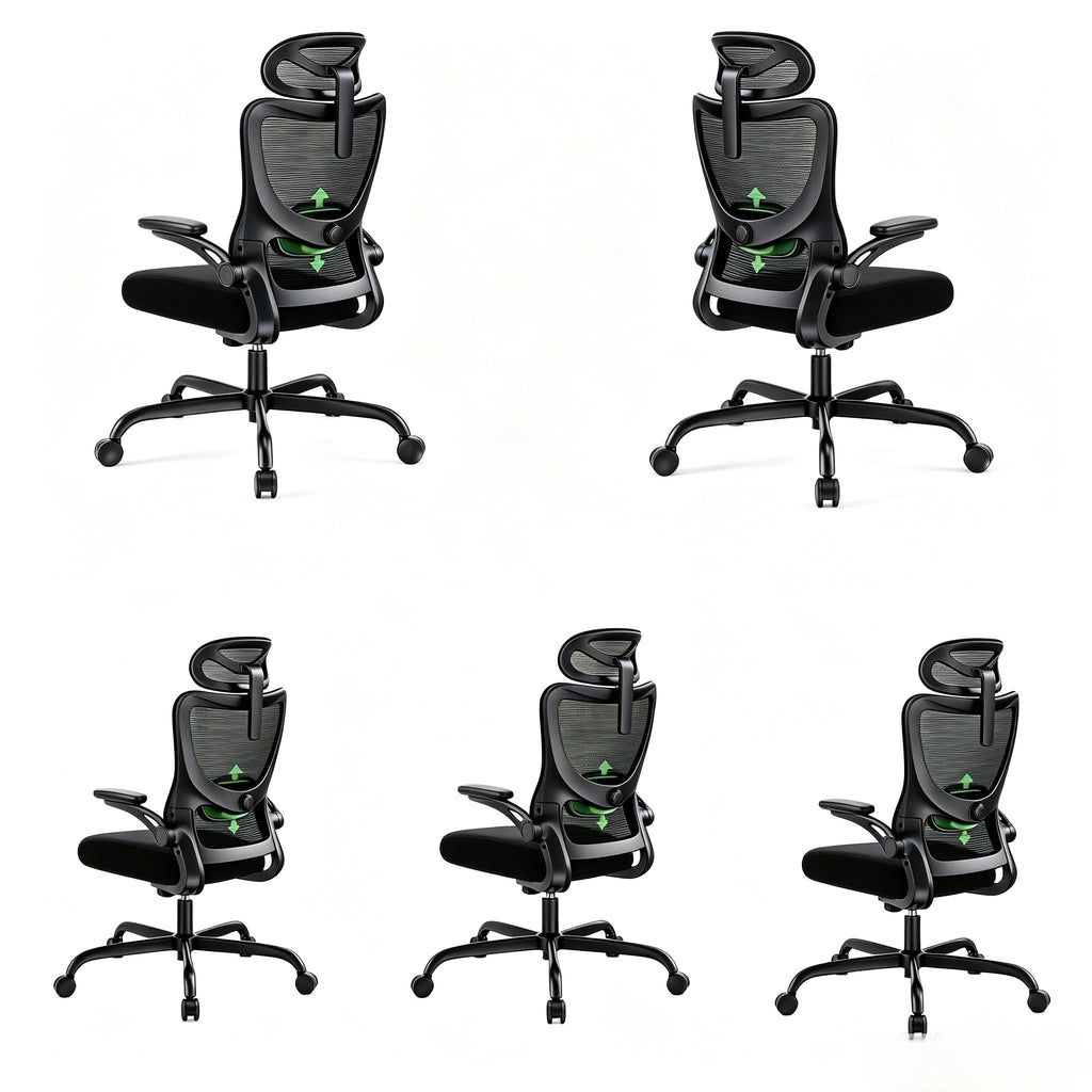 Marsail Ergonomic Office Chair: Office Desk Chair with High Back Mesh and Adjustable Lumbar Support Rolling Work Swivel Task Chairs with Wheel 3D Armrests and Headrest