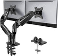 HUANUO FlowLift™ Dual Monitor Stand, Fully Adjustable Gaming Monitor Desk Mount for 13–32″ Computer Screens, Full Motion VESA 75x75/100x100 with C-Clamp & Grommet Base, Each Arm Holds 4.4 to 19.8 lbs