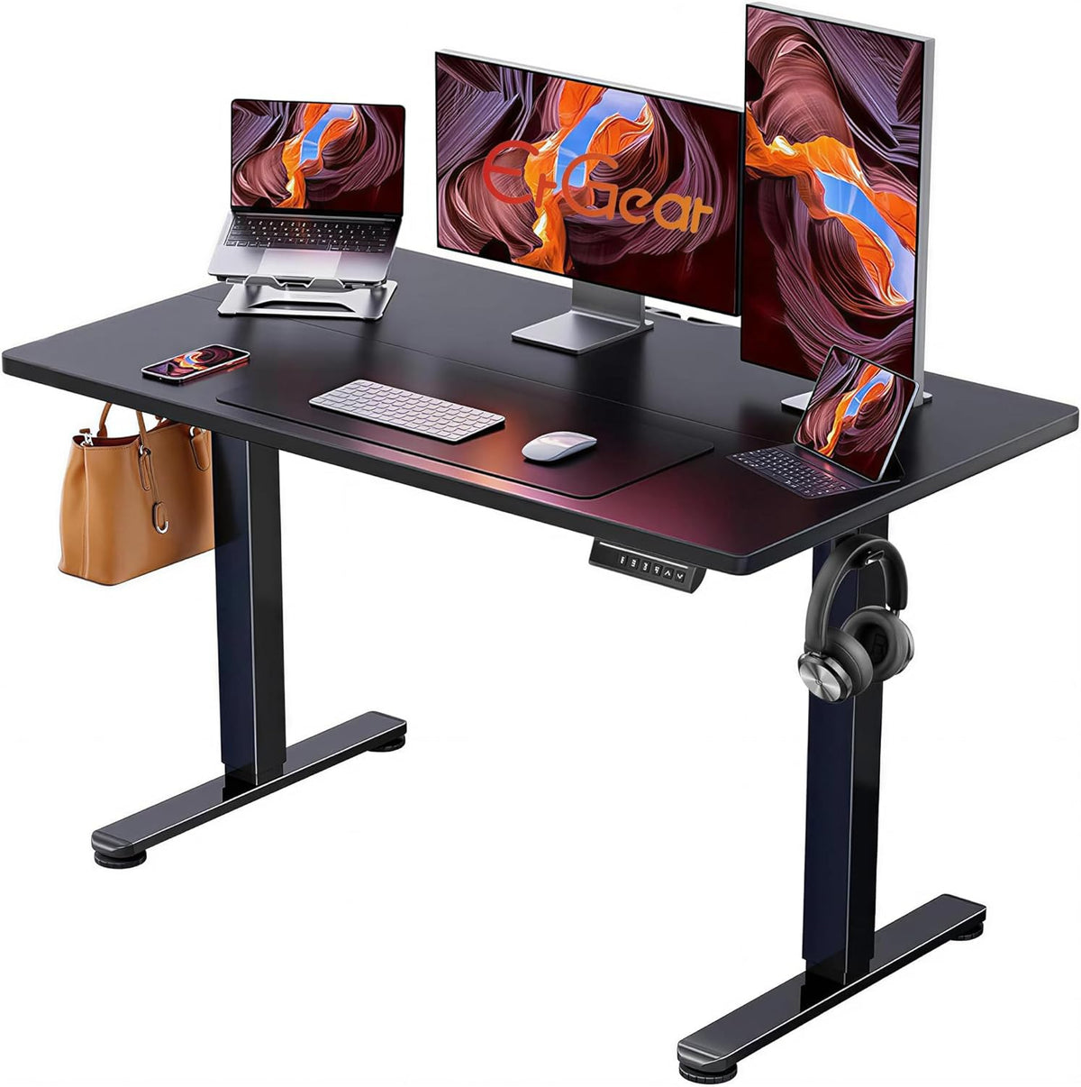 ErGear 48 X 24 Inch Height Adjustable Electric Standing Desk, Black