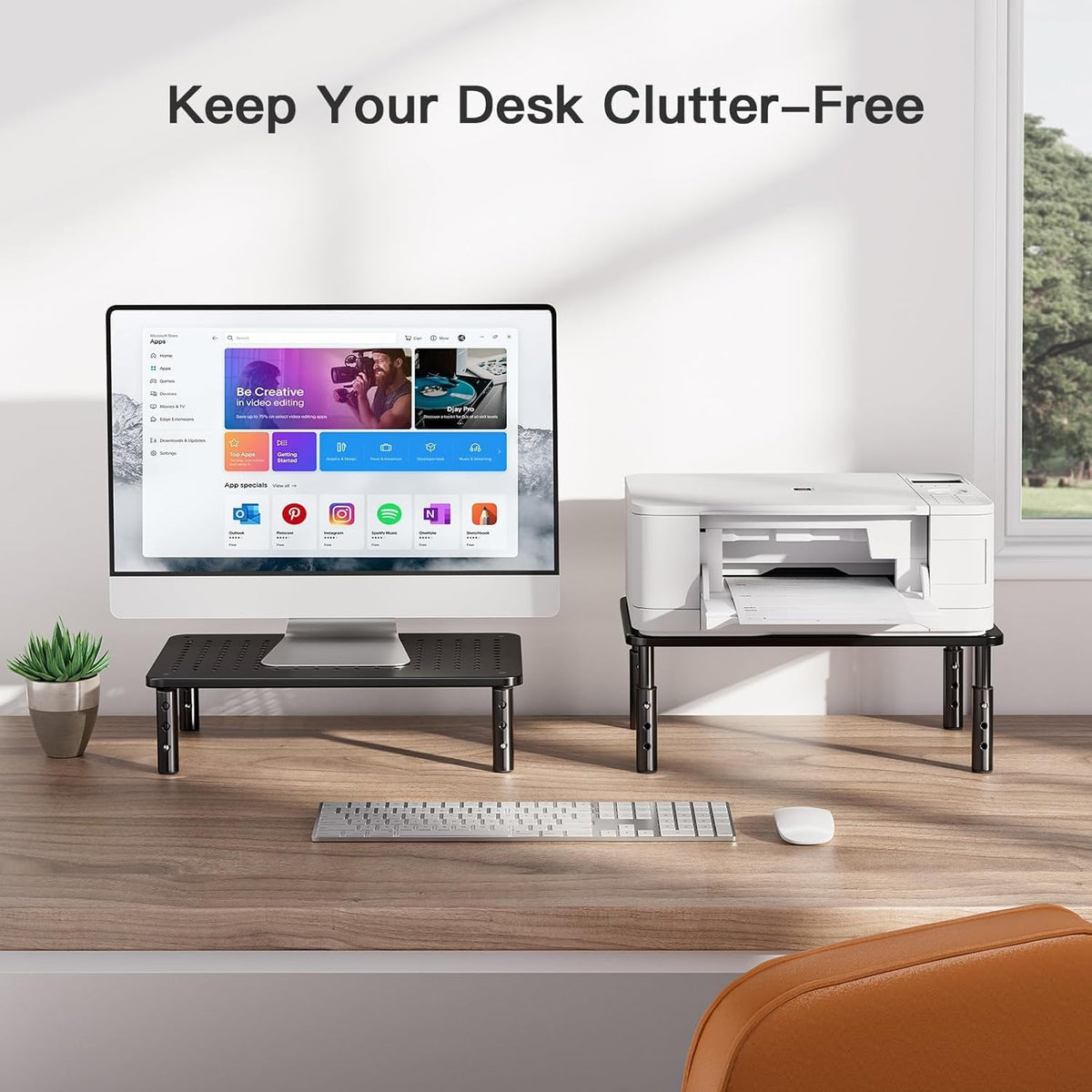 HUANUO Computer Monitor Stand for Desk, Adjustable Laptop Riser, 2 Pack
