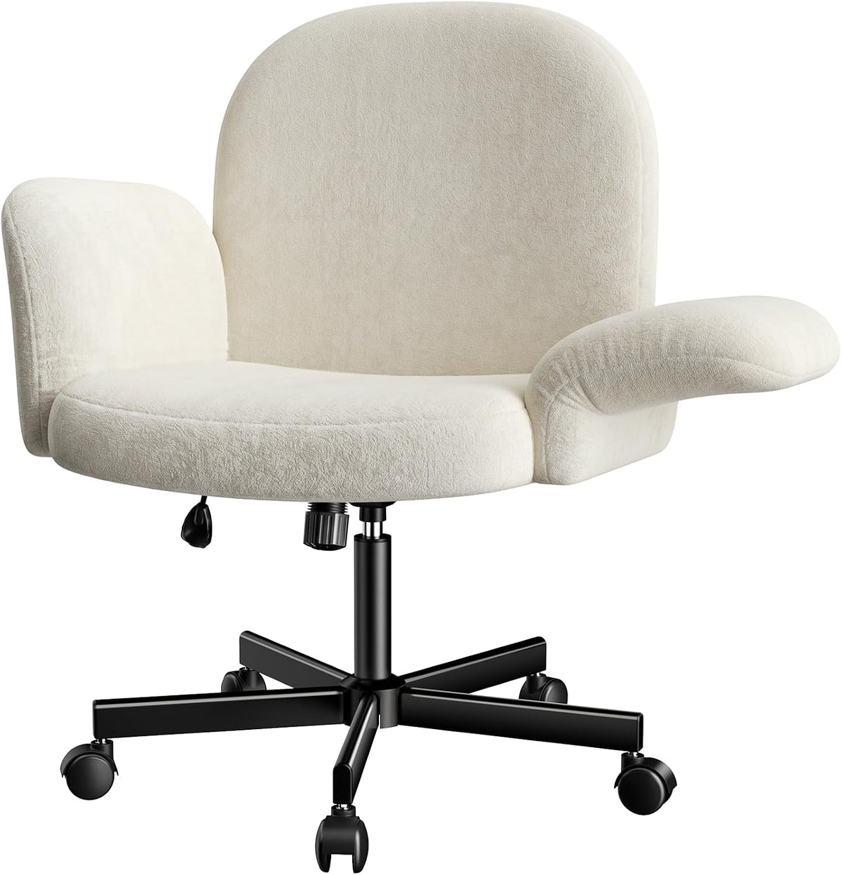 Marsail Desk Chair Crossed Legs, Folding Arms 6 Pos, Beige