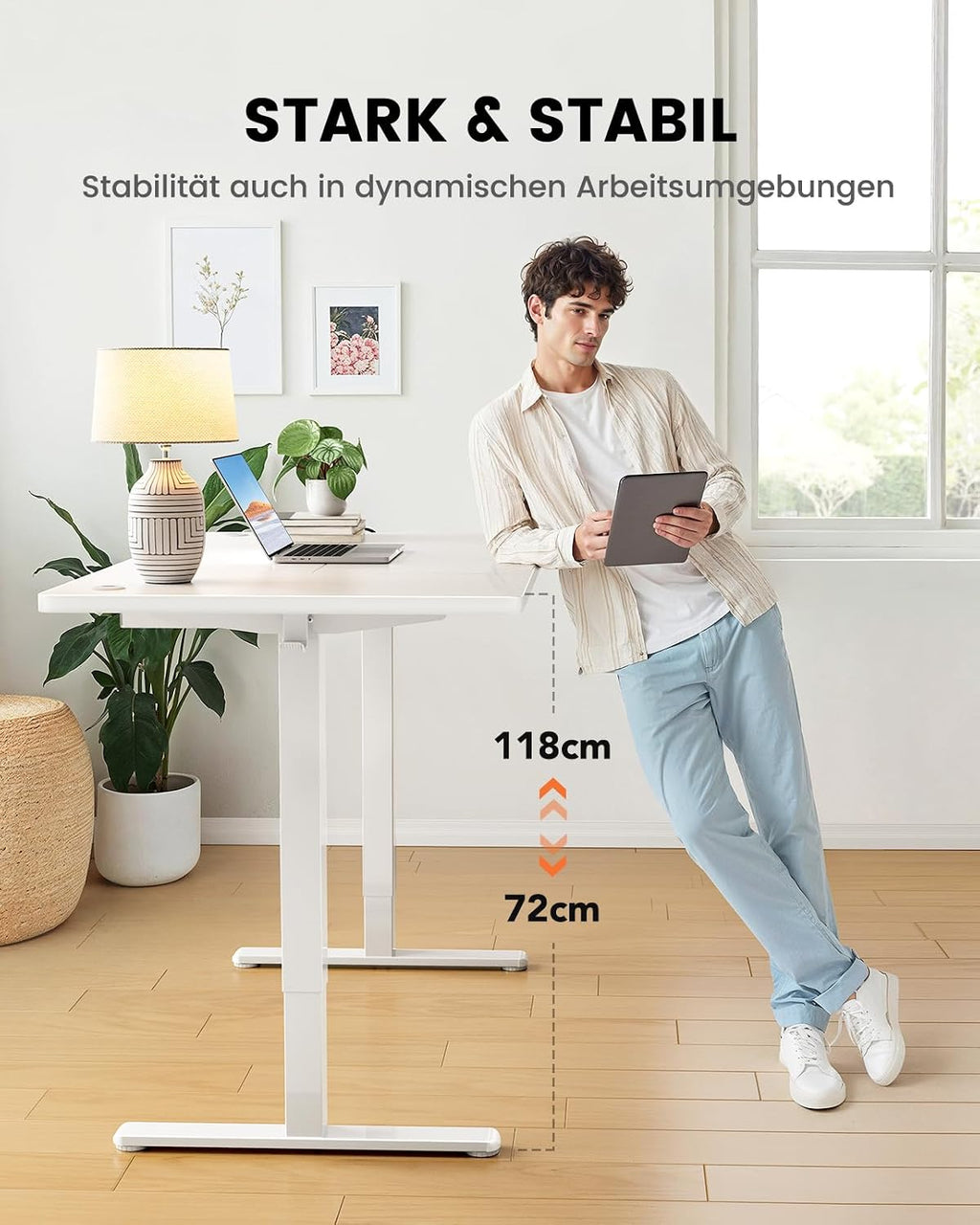 ErGear Höhenverstellbarer Schreibtisch 160x80cm, 100kg Tragkraft