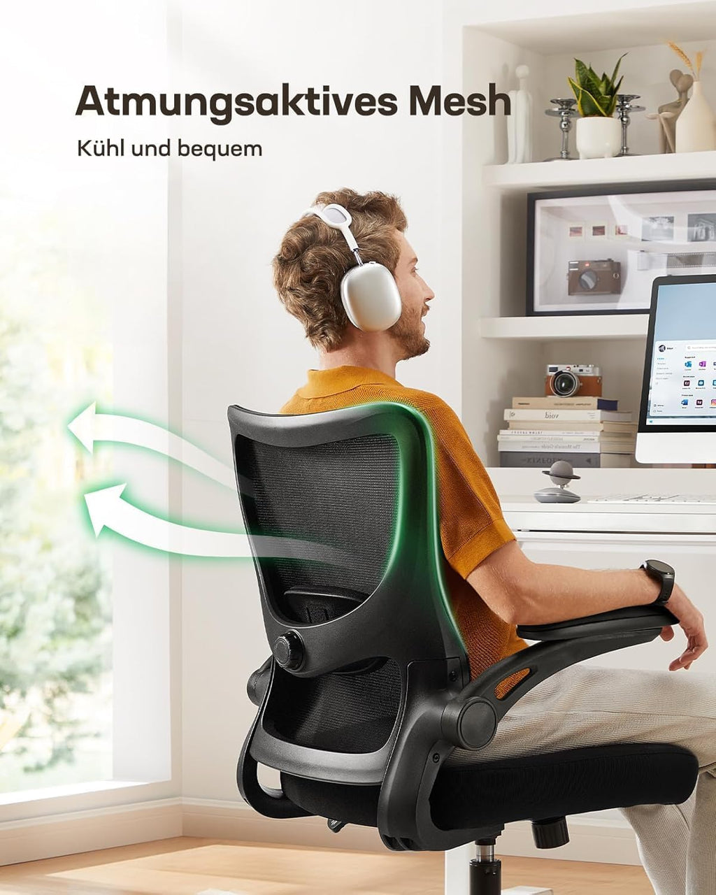 Marsail Bürostuhl ergonomisch, Schreibtischstuhl mit 3D Armlehnen