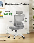 Marsail Ergonomic Desk Chair: Computer Office Chair with Mesh High Back and Adjustable Lumbar Support Swivel Chair for Work with Wheels, 3D Armrest and Headrest