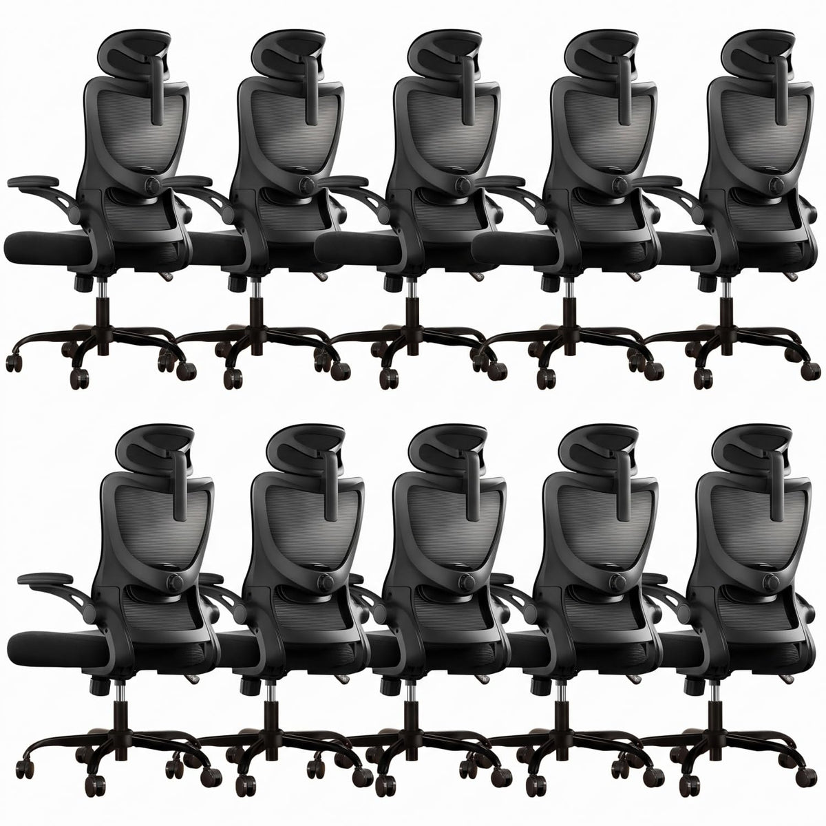 Marsail Ergonomic Office Chair: Office Desk Chair with High Back Mesh and Adjustable Lumbar Support Rolling Work Swivel Task Chairs with Wheel 3D Armrests and Headrest