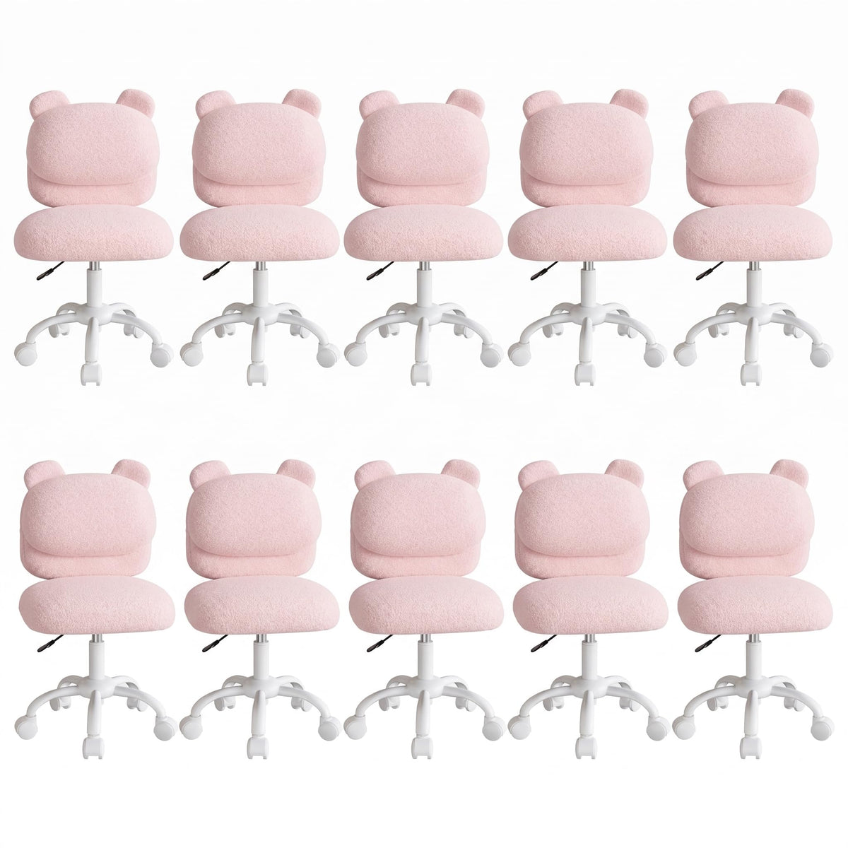 Marsail Teddy Fabric Dressing Chair, Armless Office Chair, Pink