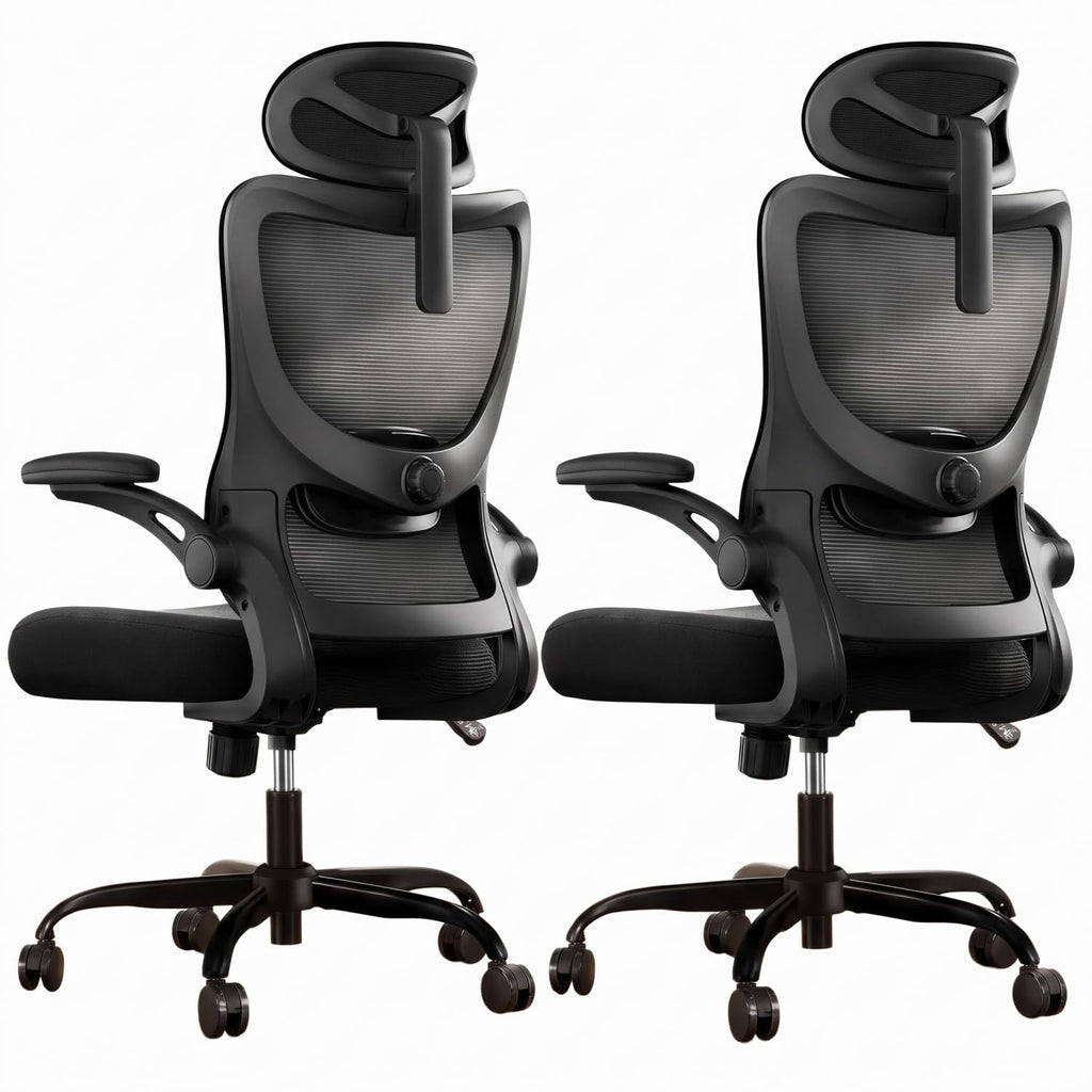 Marsail Ergonomic Office Chair: Office Desk Chair with High Back Mesh and Adjustable Lumbar Support Rolling Work Swivel Task Chairs with Wheel 3D Armrests and Headrest