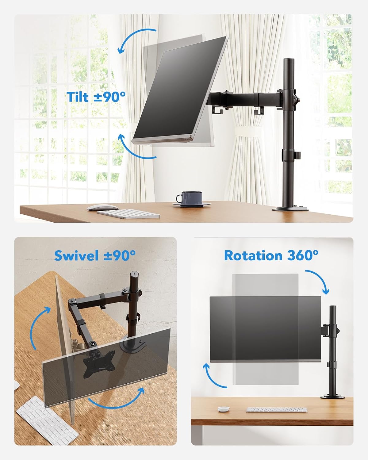 HUANUO Monitor Halterung 13-32 Zoll 8 kg, Höhenverstellbar Schwenkbar, VESA