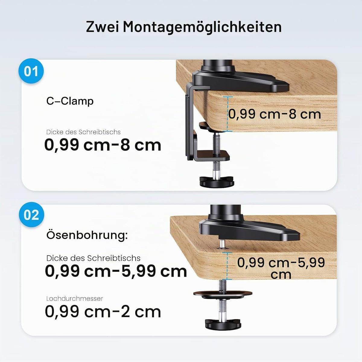 HUANUO Monitor Halterung 3 Monitore für 17-32 Zoll Bildschirme, Bildschirmhalterung 3 Monitore Höhenverstellbar, Monitorarm, Tragen Sie 8 kg pro Arm, Schwarz Gaming