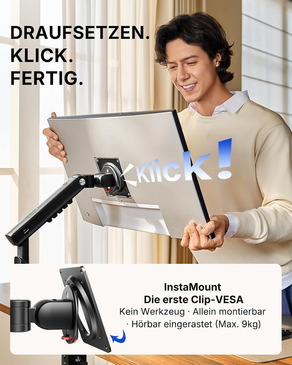 HUANUO Monitor Halterung 13-32 Zoll bis 9 kg, FlowLift Pro höhenverstellbar