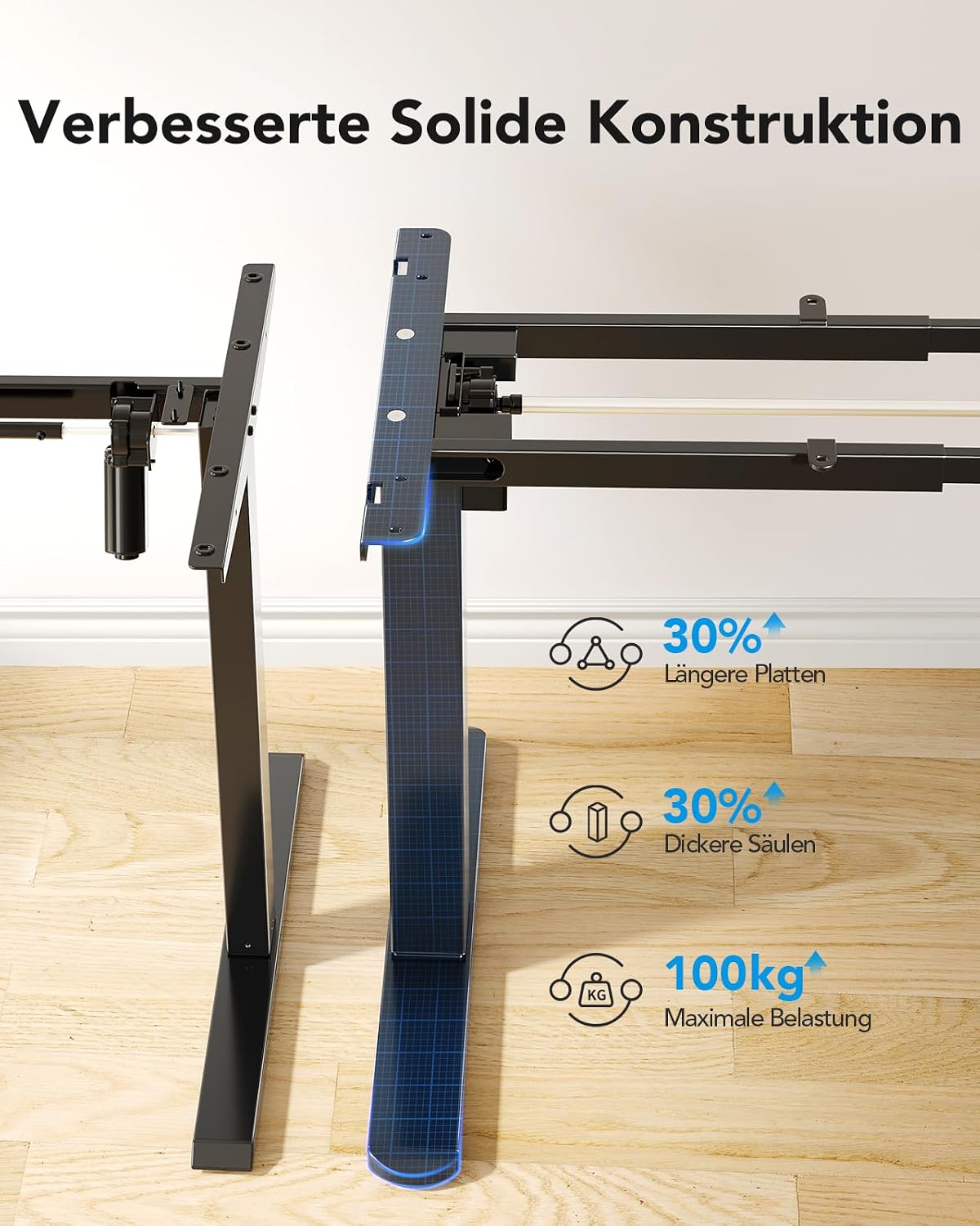 HUANUO Höhenverstellbarer Schreibtisch Gestell mit Bürstenlosem Motor