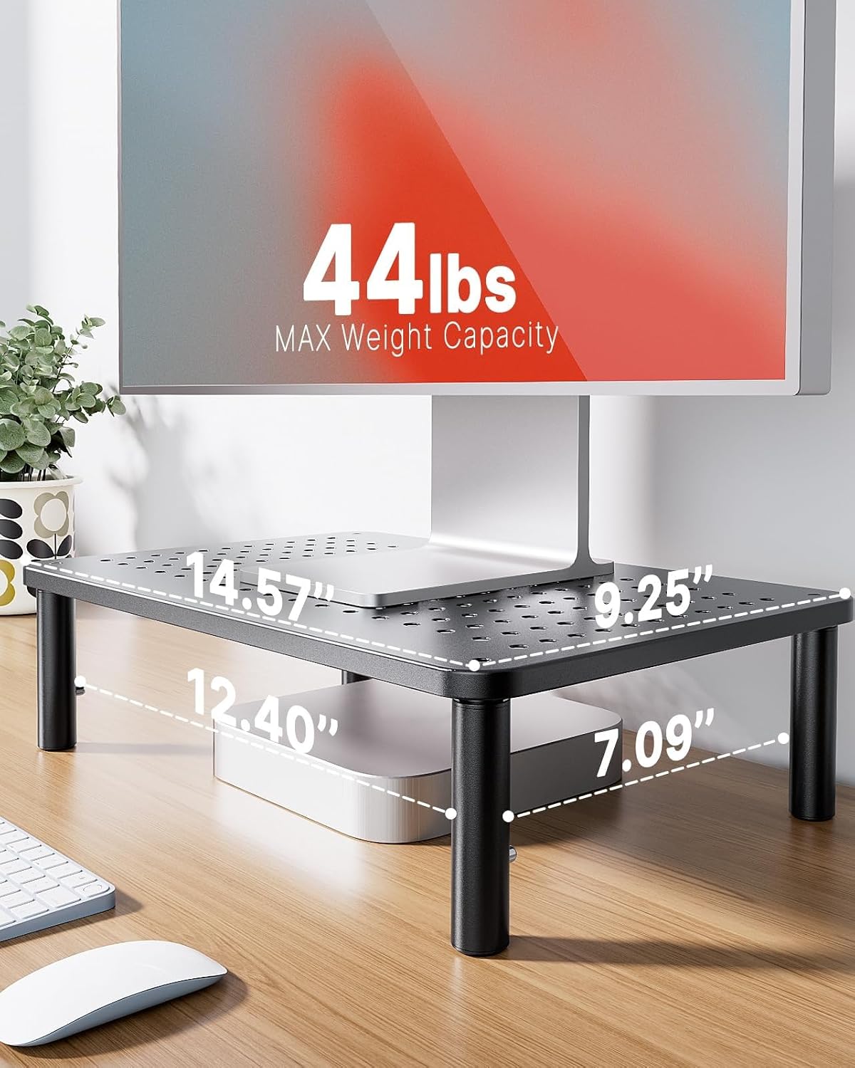 HUANUO Monitor Stand, Monitor Stand Riser 3 Height Adjustable, Monitor Riser with Airflow Vents, Laptop Stand for Desk, Laptop Riser, Desk Organizer for Monitor, Laptop, PC, Printer