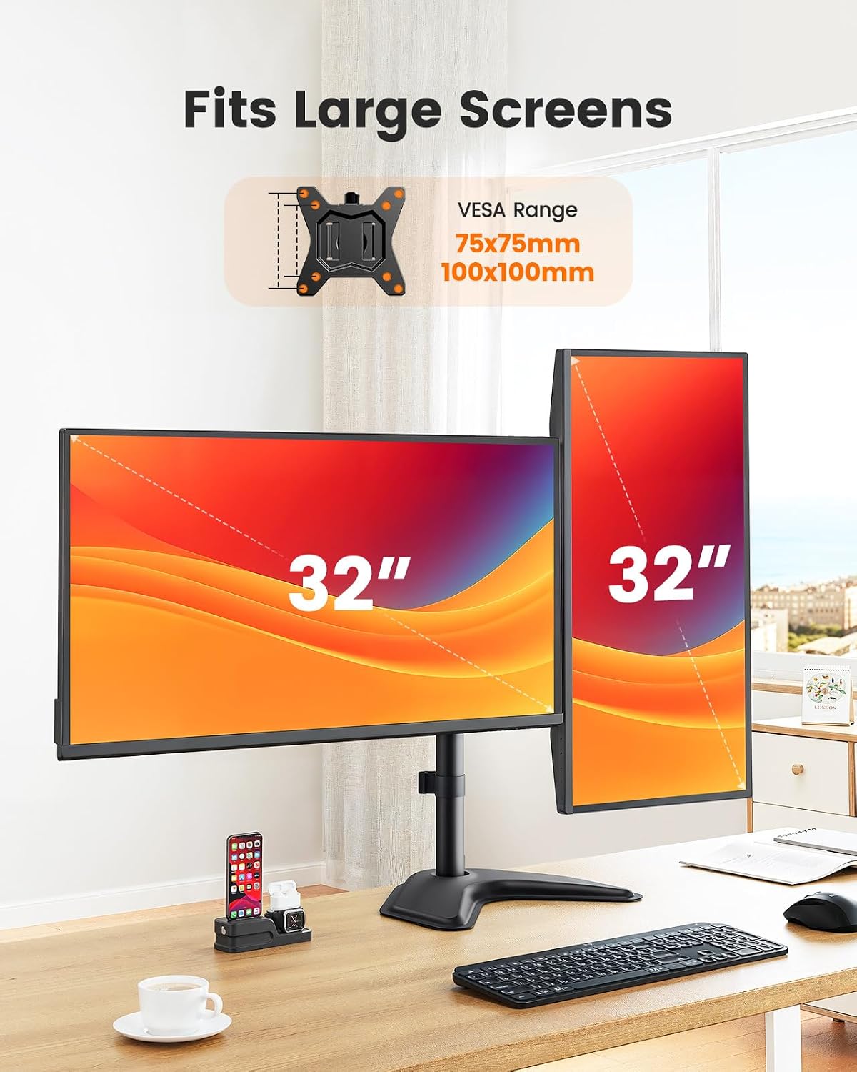 ErGear Freestanding Dual Monitor Stand for 13-32 inch Screens