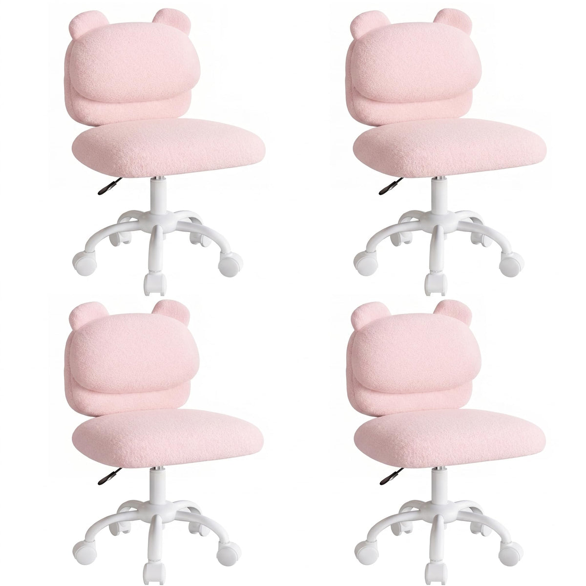Marsail Teddy Fabric Dressing Chair, Armless Office Chair, Pink