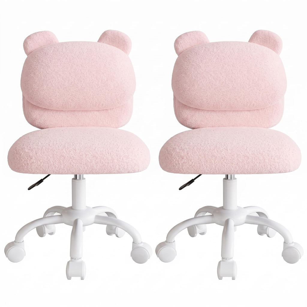Marsail Schminktisch Stuhl, Schreibtischstuhl aus Teddyfleece,Cremeweiß
