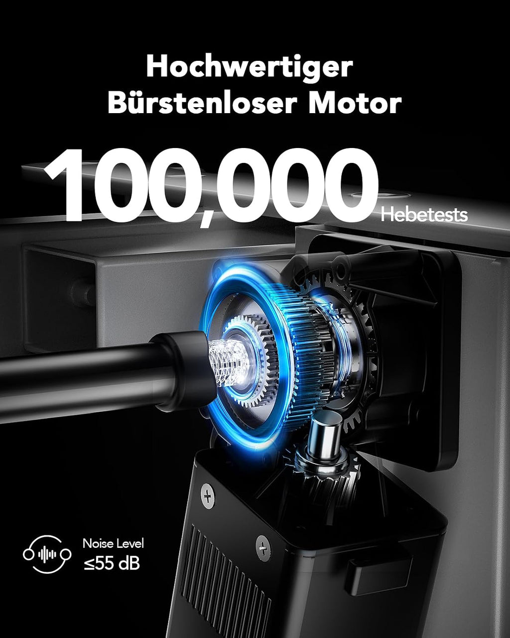 HUANUO Höhenverstellbarer Schreibtisch 140x80cm mit Ganze Tischplatte | Bürstenloser Motor, ergonomisches Stehpult, einfache Montage, für Homeoffice