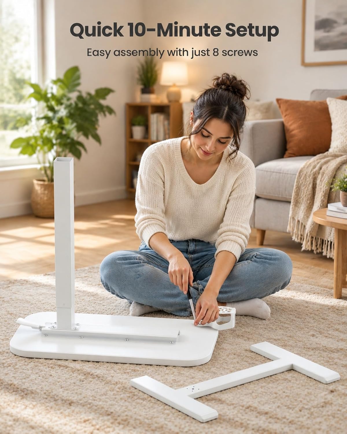 Marsail Overbed Table,Mobile Standing Desk with pneumatic height adjustment