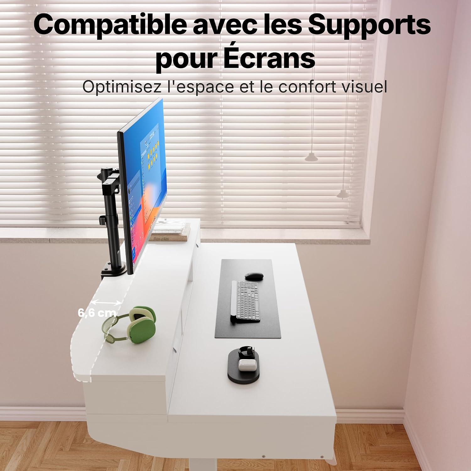 HUANUO Standing Sitting Desk Drawers 120 x 60 cm Adjustable Height | Compatible with C-clamp holder, 4 adjustable height adjustments