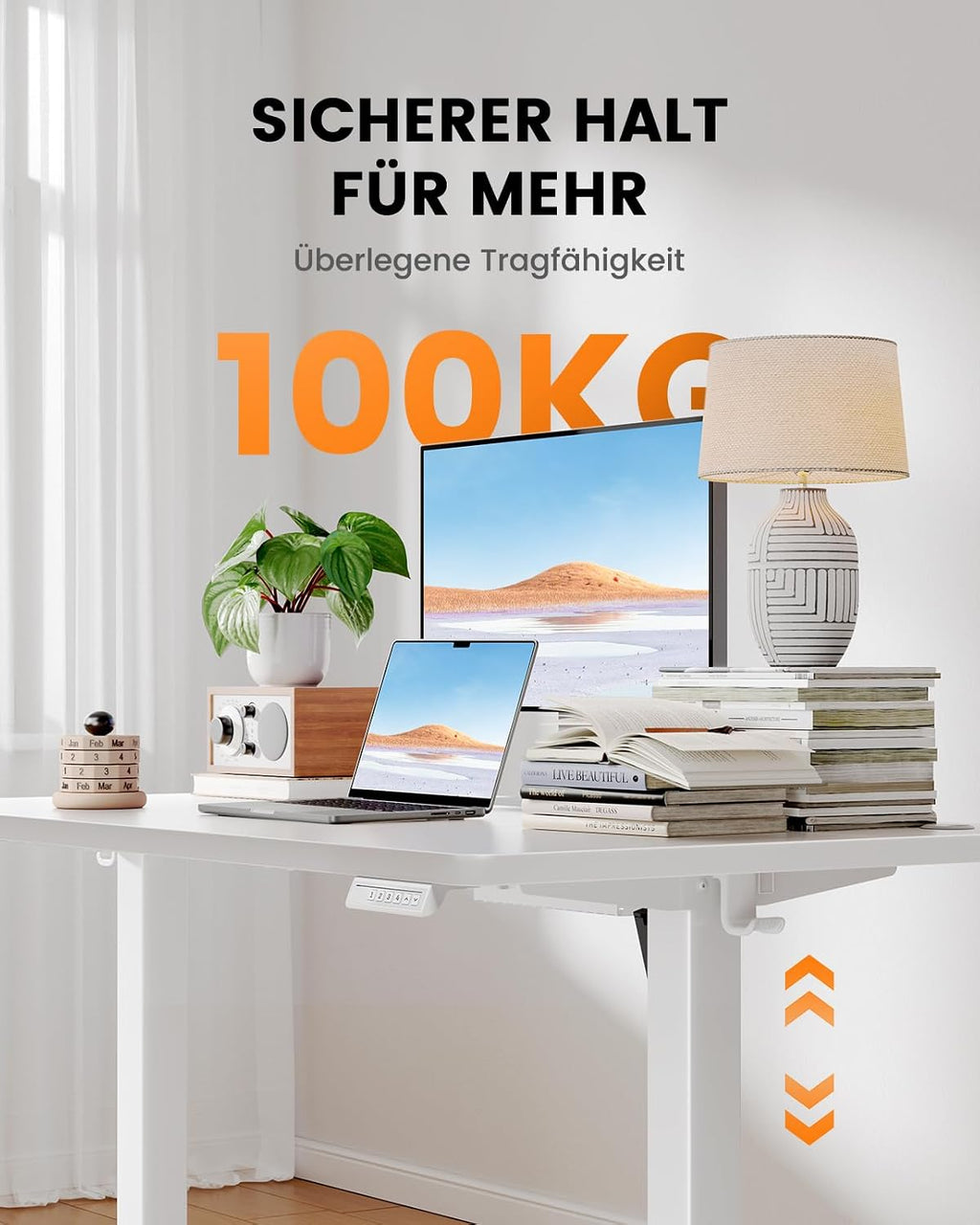 ErGear Höhenverstellbarer Schreibtisch 160x80cm, 100kg Tragkraft