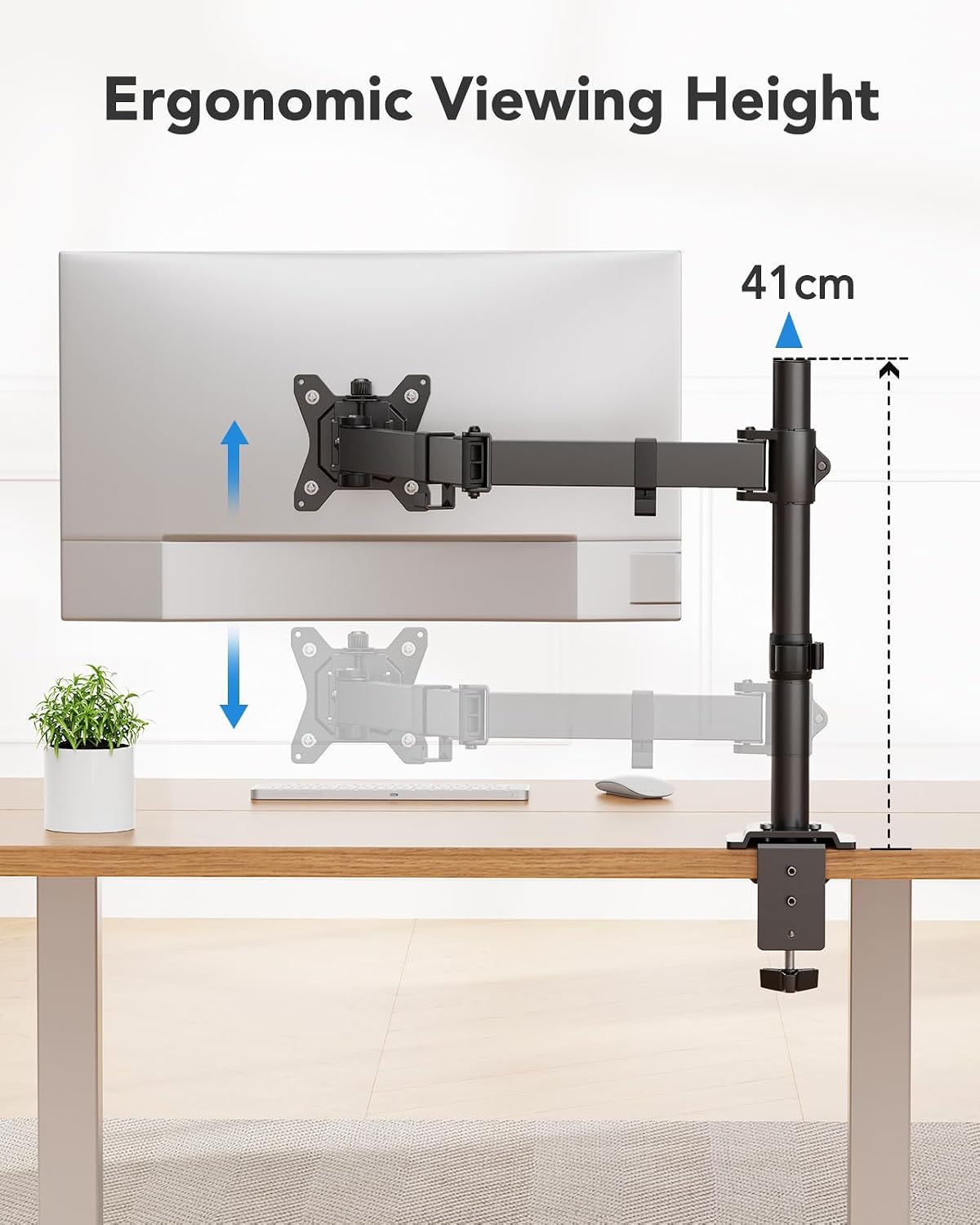 HUANUO Monitor Halterung 13-32 Zoll 8 kg, Höhenverstellbar Schwenkbar, VESA