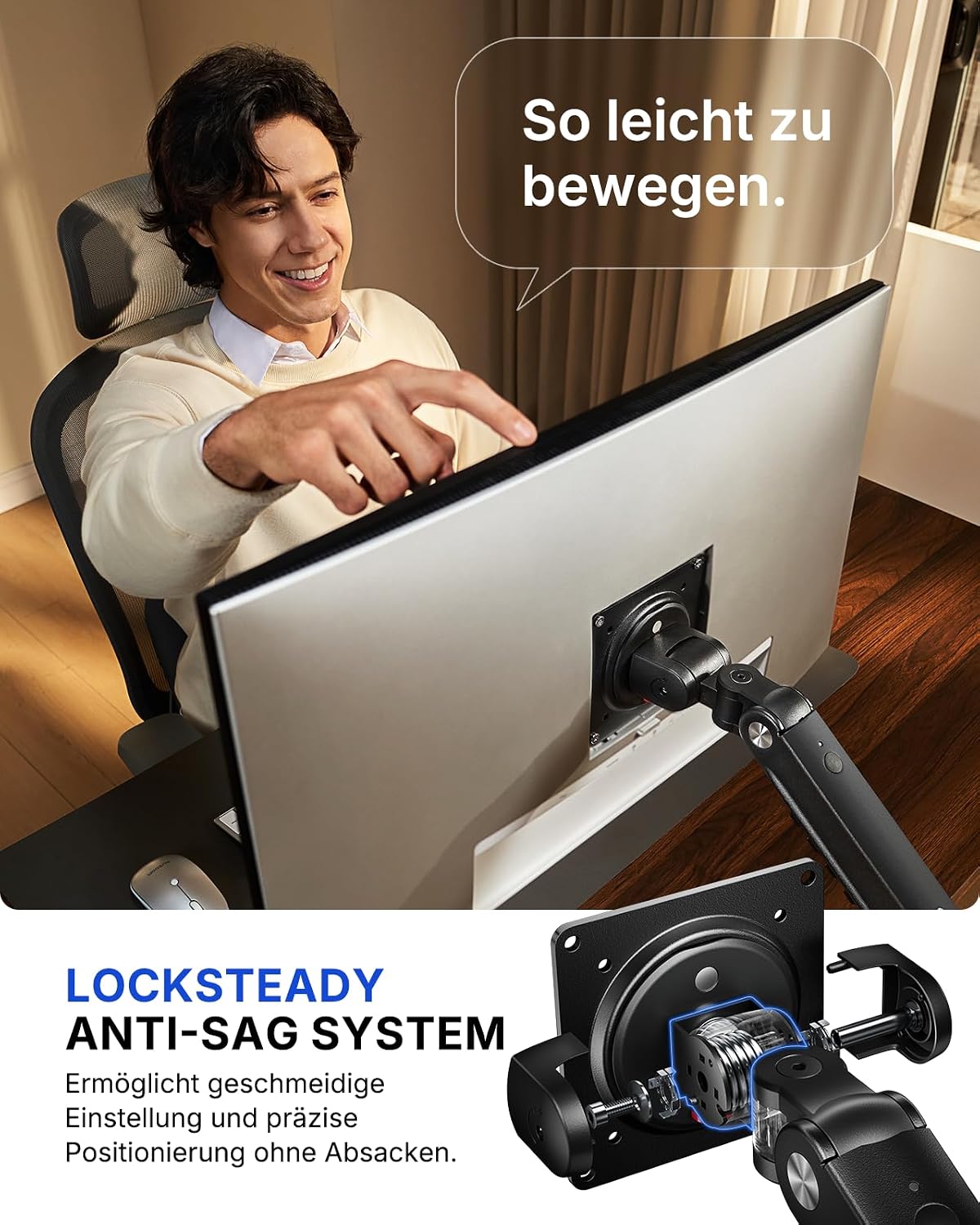 HUANUO Monitor Halterung 13-32 Zoll bis 9 kg, FlowLift Pro höhenverstellbar