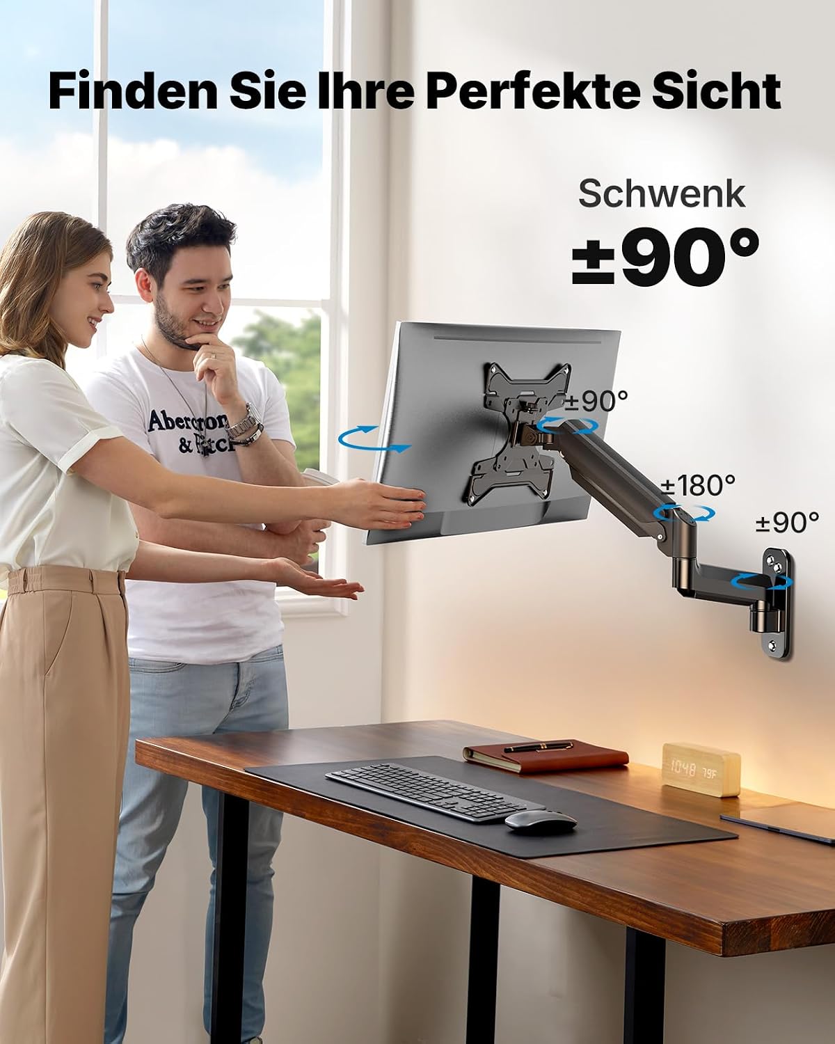 HUANUO Monitor Wandhalterung für 17-35 Zoll, 12kg, VESA 75/100/200mm