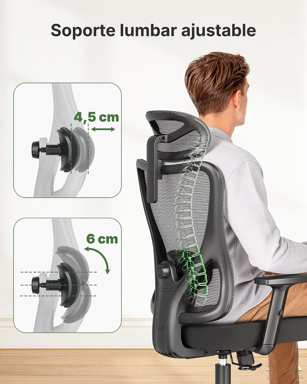 Marsail Desk Chair, 130° Lockable Swivel, Resists 150 kg